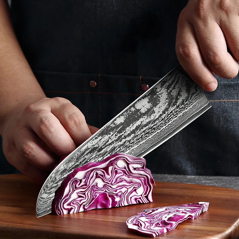 

7 Inch Santoku Knife 73-layers Damascus AUS-10 Steel Blade G10 Handle Razor Sharp Chef Slicing Cleaver Japanese Kitchen Knives