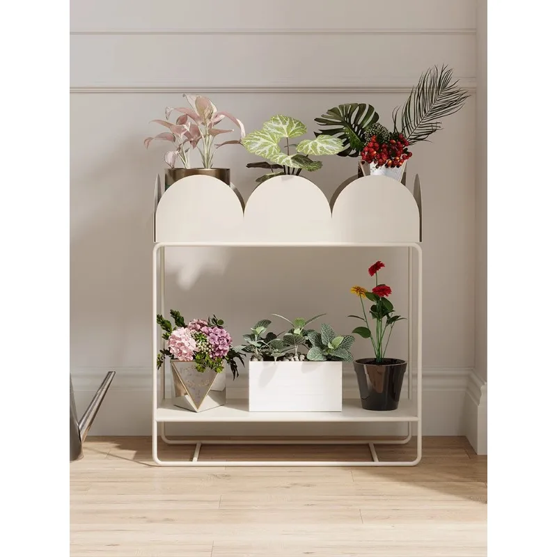 Creamy wind closed balcony flower stand 2024 new light luxury high-end flower shelf floor-to-ceiling succulent shelf