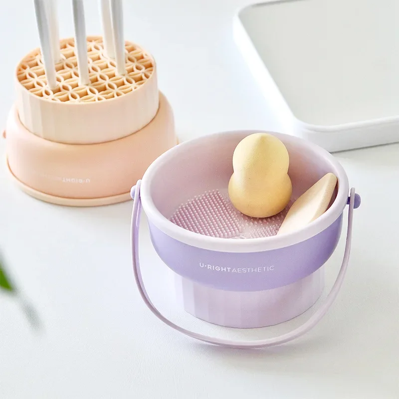 Makeup Brush Cleaning Dry Basket Silicone Storage Organizer Washing Box Hangable Storage Rack Drying Rack Makeup Brush Tool