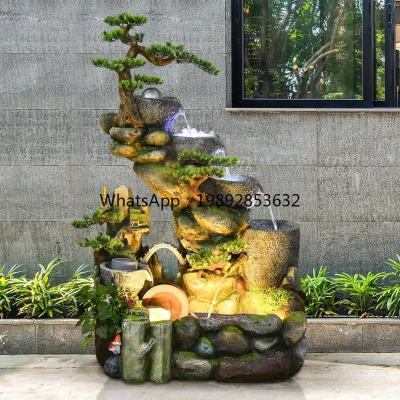 LYY خزان المياه الجنينة نافورة تدفق المياه بركة الأسماك الصغيرة شرفة في الهواء الطلق ترتيب الحديقة فناء جذب الثروة #4