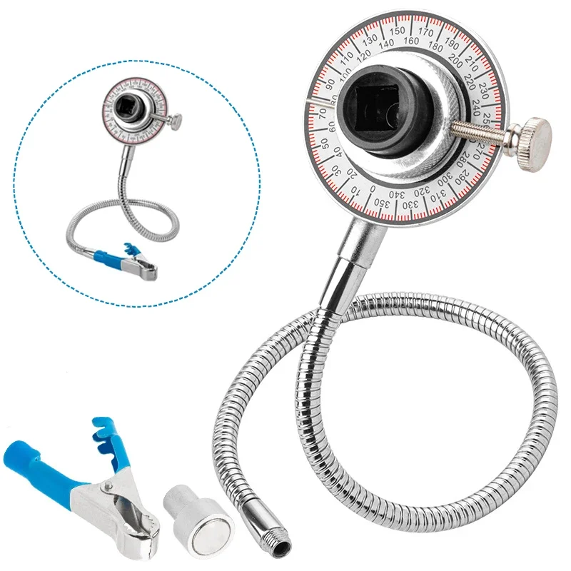 

1/2" Torque Setting Angular Gauge with Magnetic Arm - Int. Square Head & Clip Arm Auto Repair Check Meter Rotation Test