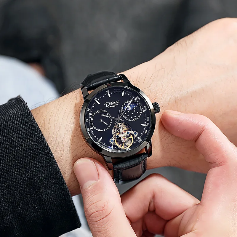 2025 New Deluxe Men's Watch Mechanical Watch Fully Automatic Hollow Fashion Trend Waterproof Student Business Quartz Watch Gift