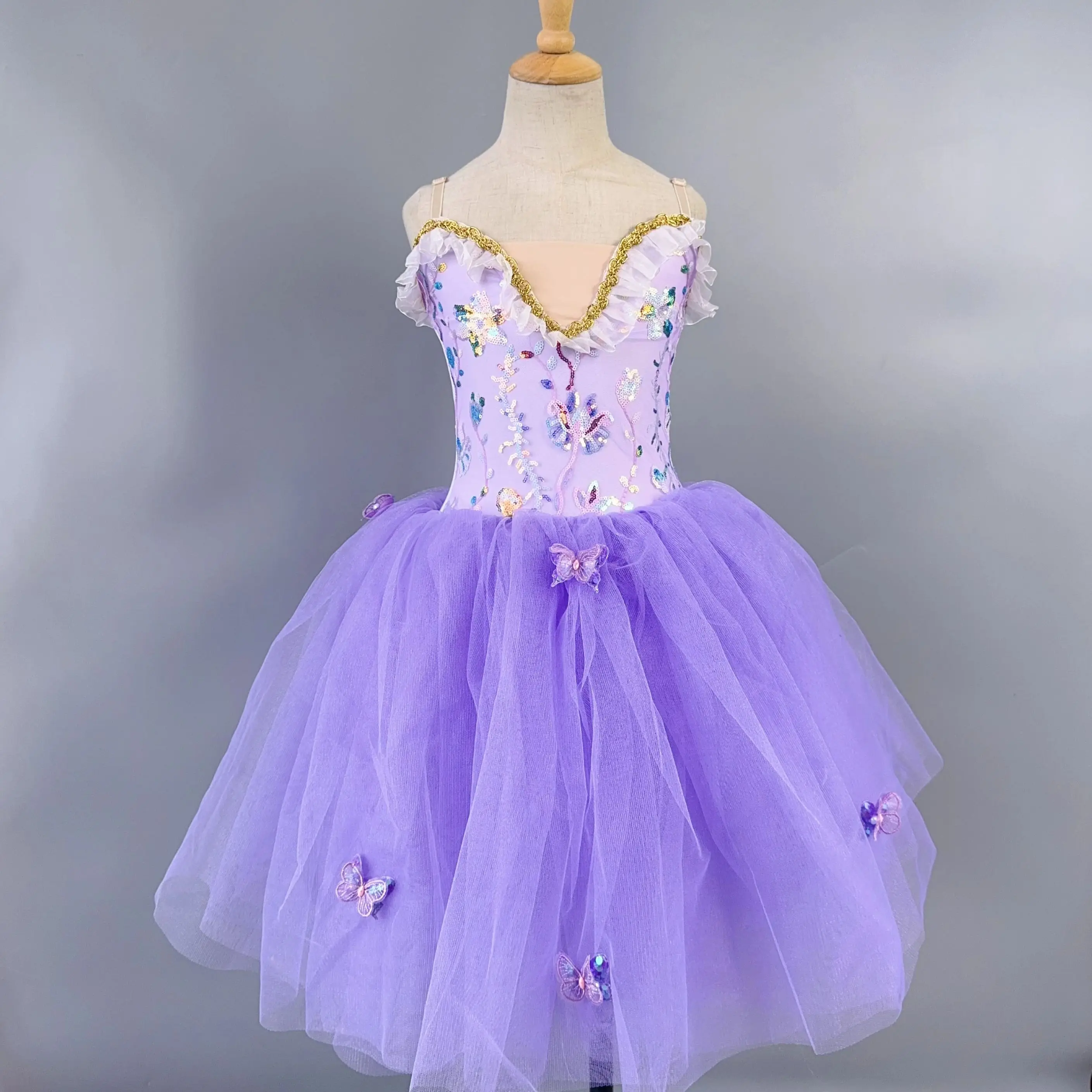 

Детский романтический длинный балетный костюм-пачка, танцевальный костюм для девочек, одежда для современных танцев, детское оранжевое балетное платье