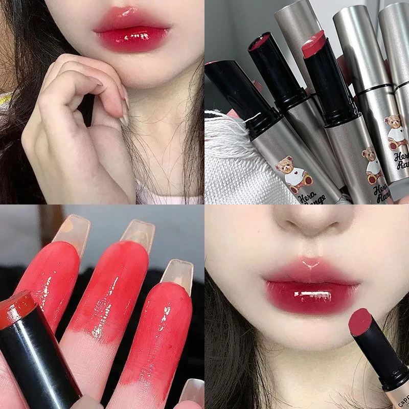 Spiegel Water Jelly Lipsticks Buis Schattige Beer Hydraterende Blijvende Effen Lippenbalsem Waterdicht Naakt Roze Lipgloss Make-Up Cosmetica