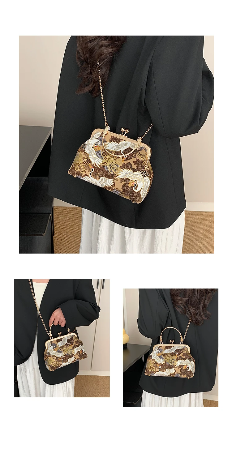 Silk Embroidery Crossbody Bag Patchwork National Style 2025 Hot Sale Bags for Women Hasp Simple Fashion Women's Handbags