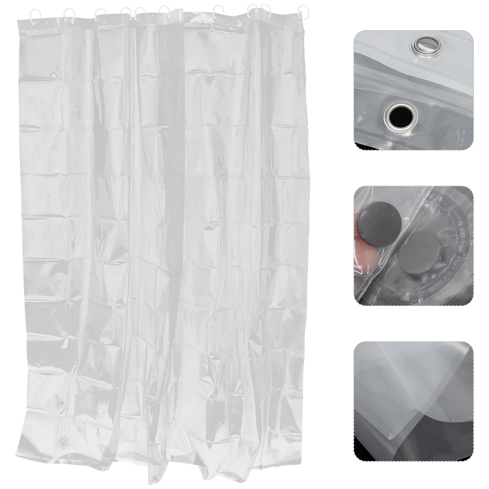 

1Set Waterproof Clear Shower Curtain Peva Shower Curtain Liner Bathroom Decor Weighted Bottom Easy Clean Home Bath Accessory