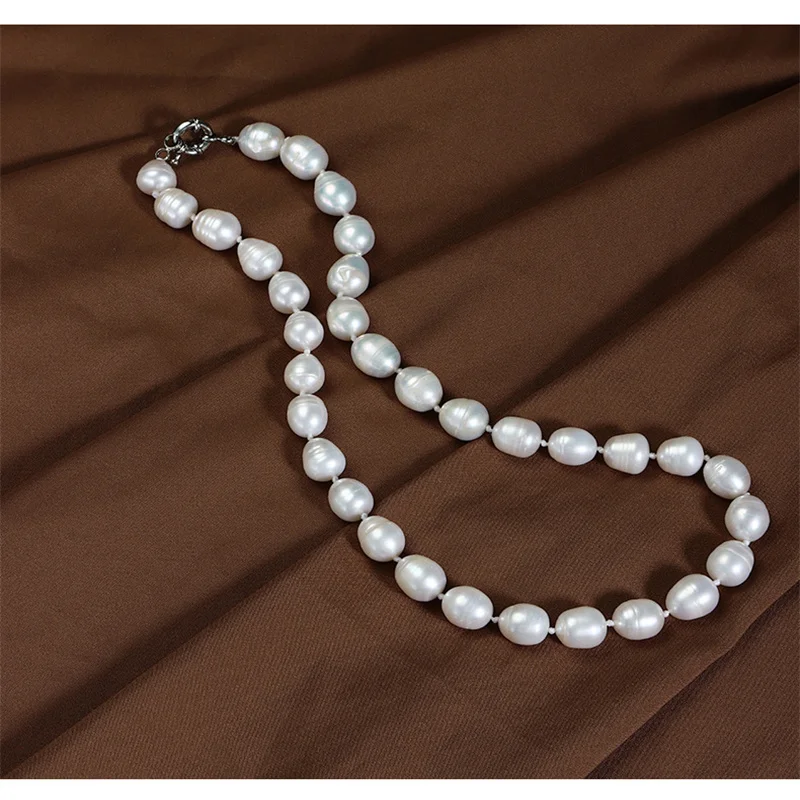 9-10mm Thread Beads Necklaces Women Fashion Luxury Classic Natural Pearl Clavicle Chain 080215