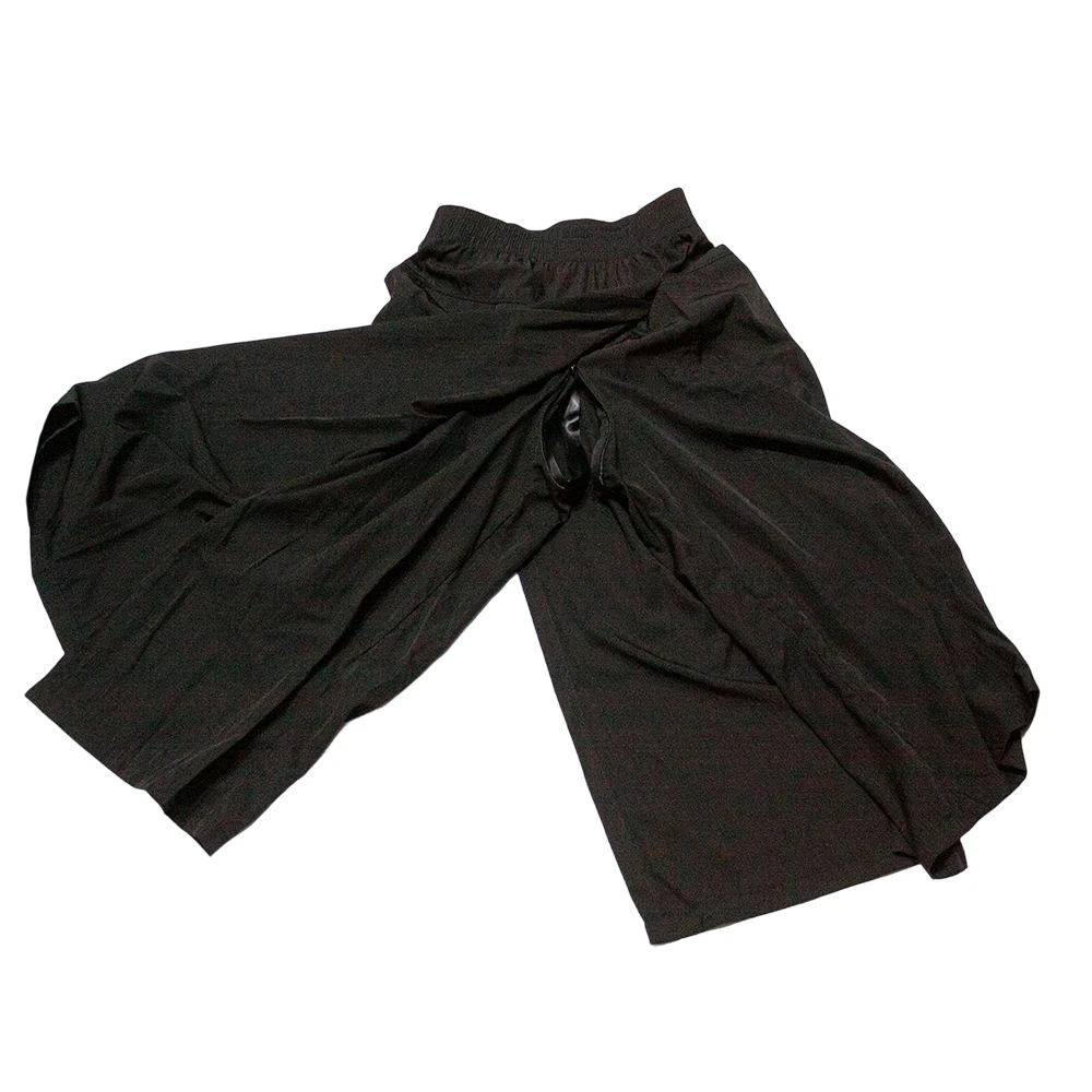 Invisible Zipper Open Crotch Cargo Wide Leg Casual Black Skirted Pants Women High Waist Sweatpants
