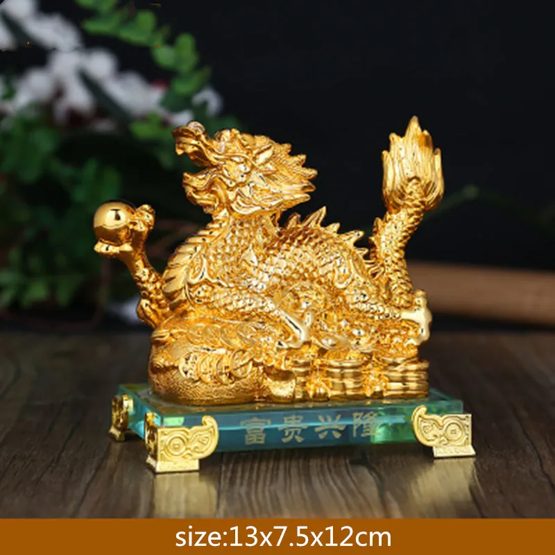 Chinese Feng Shui Dragon Statue Sculpture Animal Ornament Office desk Resin Home Furnishings Attract Wealth Good Luck Gifts