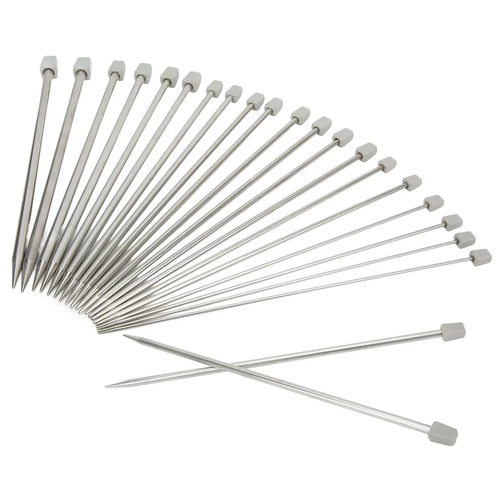 22 Pcs 25cm Length Knitting Needles Set Glossy Finish 2mm-8mm Sizes Straight Single Pointed Needles 11 Pair Sizes