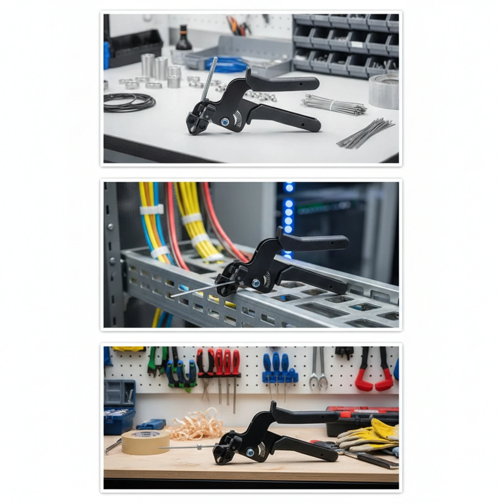 Stainless Steel Cable Tie Tool Clean Cut Cable Tie Tool with Built-in Cutter Hand-Operated Ergonomic for Electricians