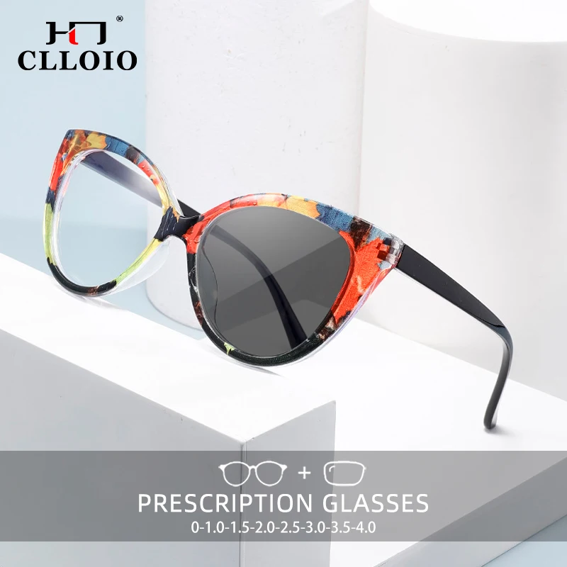 

CLLOIO New Two-Tone Colorful Reading Glasses Women Fashion Blue Light Blocking Photochromic Eyeglasses Myopia HD Customization