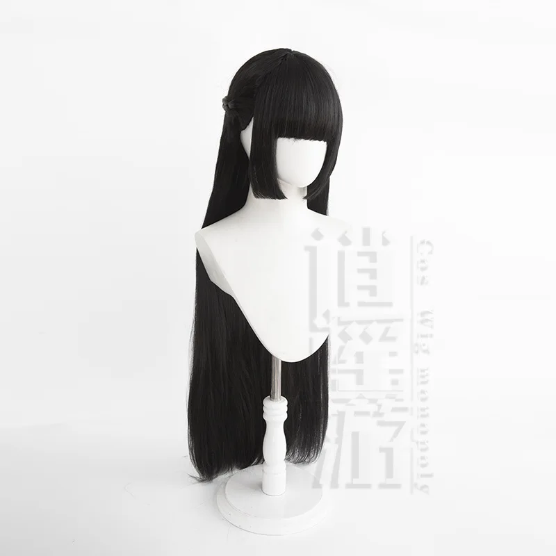 Peruca Cosplay com Boné para Festa de Halloween, Jogo Zenless Zone Zero, Saori Miyabi, Cabelo Sintético, Resistente ao Calor, Preto, 95cm