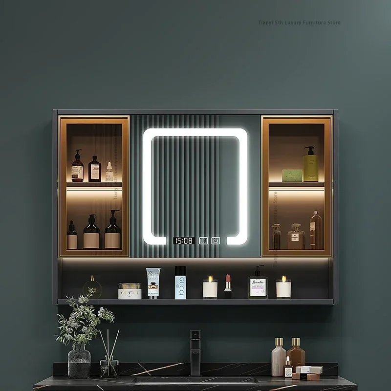 Espejo de baño inteligente de madera maciza, diseño original nórdico, mueble con espejo multifunción, tocador, muebles para el hogar, Arredo Bagno FYBC