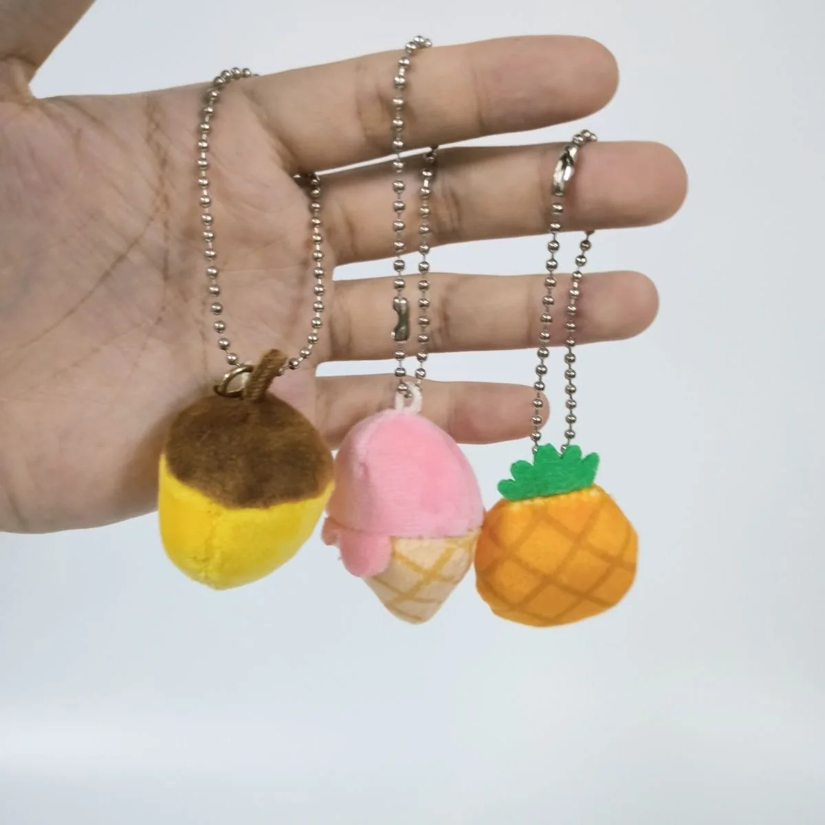 Mini Plush Toy Pendant Cute Ice Cream Chestnut Pineapple Plush Doll Keychain Soft Stuffed Toy For Girl Children Small Gift