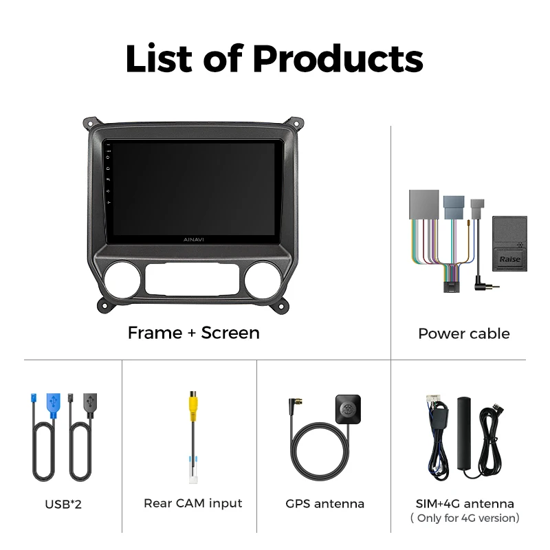 Ainavi Car Multimedia Player For Chevrolet Silverado 3 GMTK2 2014 2015 2016 2017 2018 Wireless Carplay Android Auto 4G Wifi 2DIN