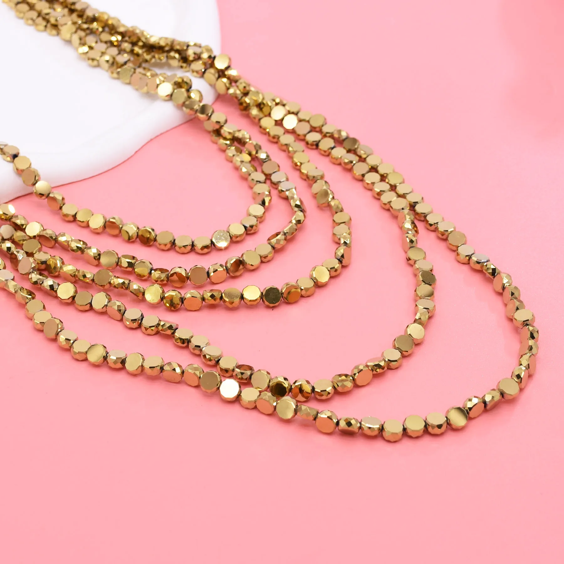 New Trending Multi Layer Golden Beads Bib Necklace for Women European American Exaggerated Hip-hop Necklace Jewelry Accessories