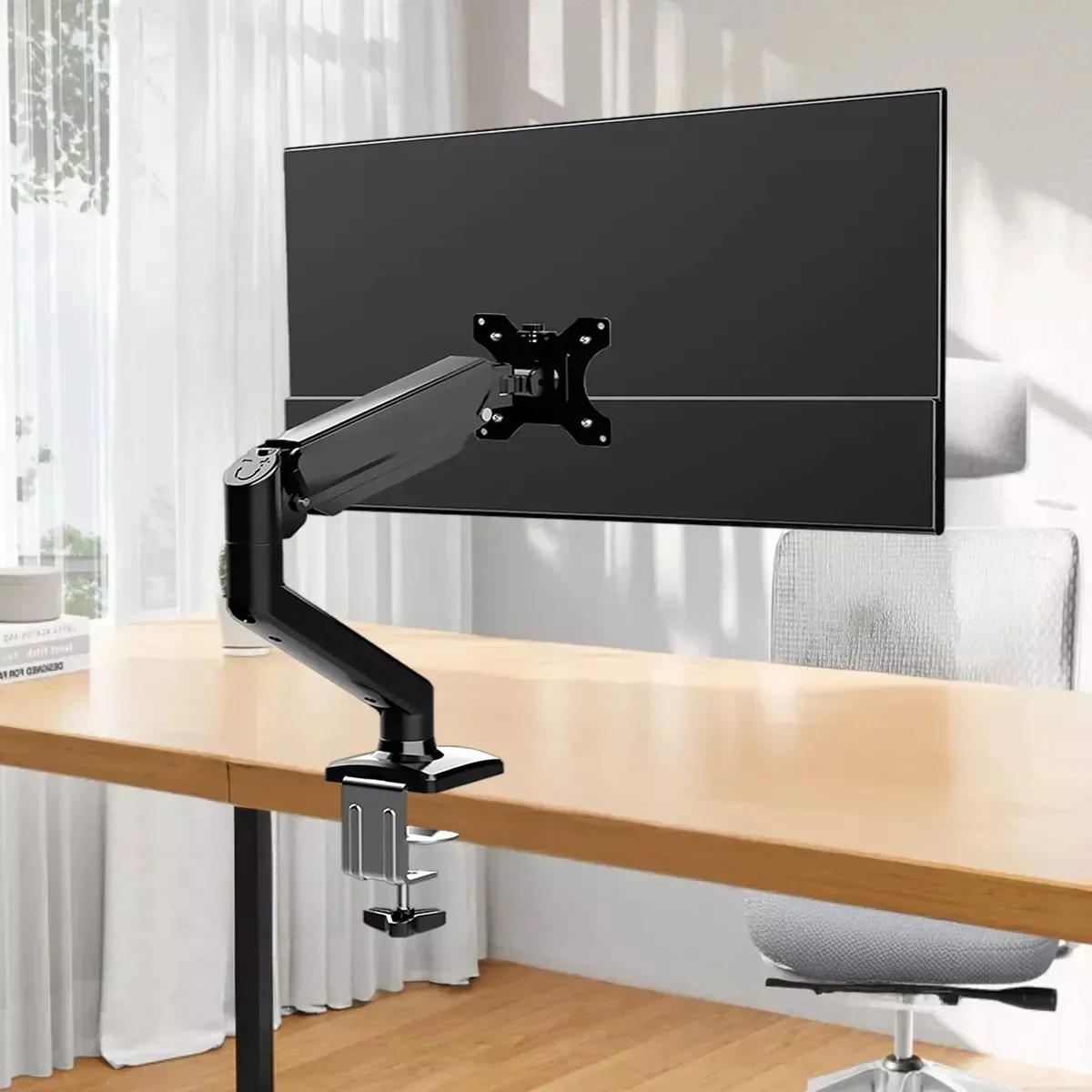 Single Arm Gas Spring Monitor Stand Model-Bl Fits Inch Holds Up To Lbs Kg Vesa X Height Adjustable Full Motion Swivel