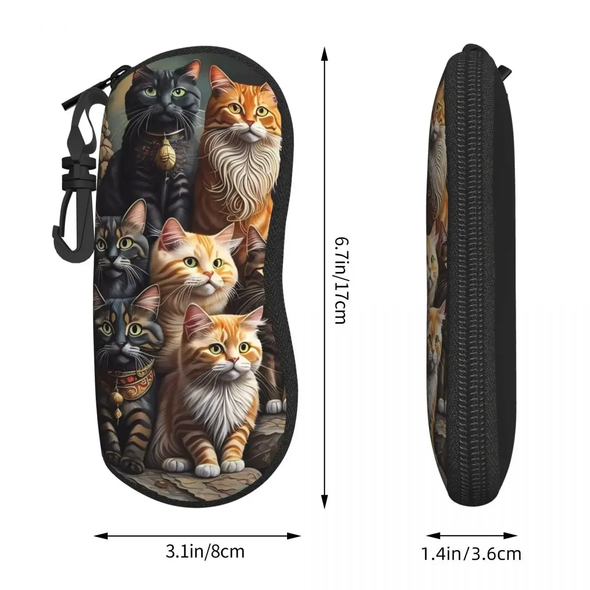 Estuche para gafas de gatos Kawaii, estuche para gafas de sol portátil con estampado de animales coloridos, fundas para gafas masculinas y femeninas, funda suave para almacenamiento de gafas