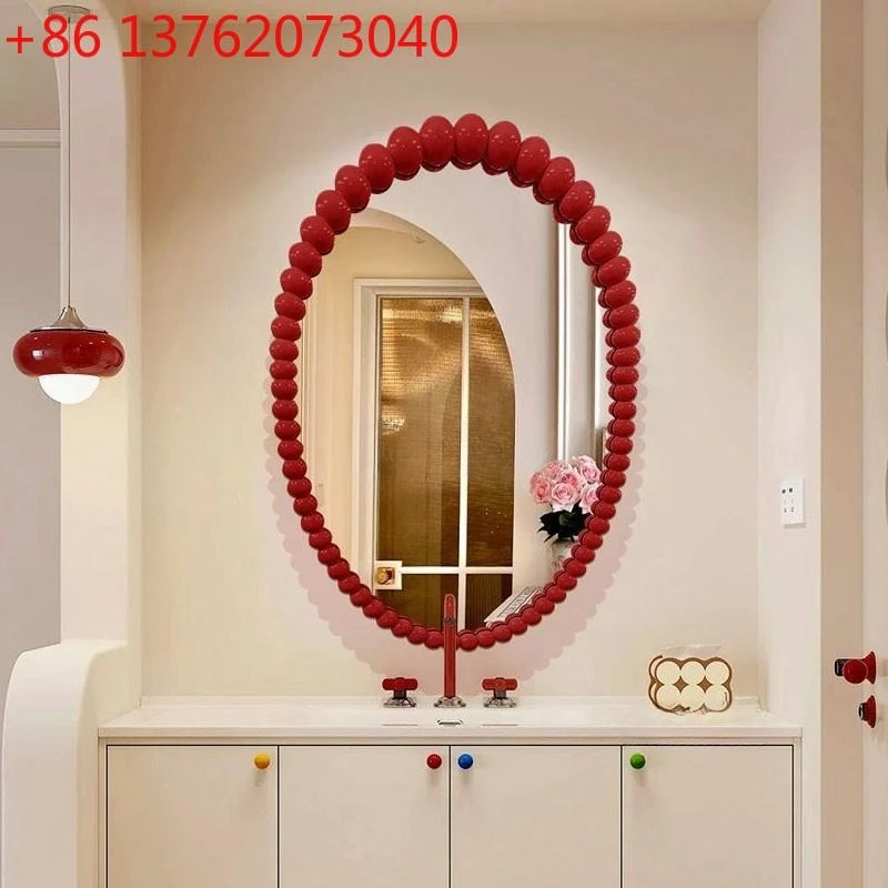 Oval Bathroom Wall-Mounted French Style Home Bathroom Smart Anti-Fog Makeup Mirror
