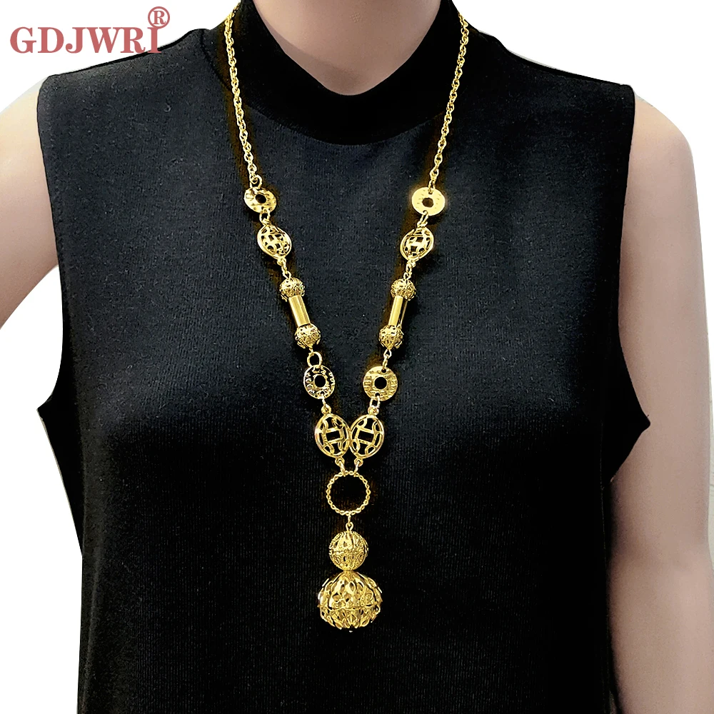 Long Three Layers Trendy For Women Jewelry Statement Necklace Personality Long African Beads Pendant Maxi Collar Chain