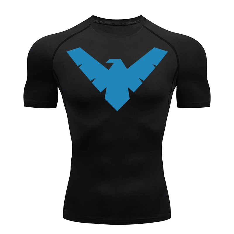 Graphic Short Sleeve Compression Shirts for Men Gym Workout Running Tshirts Summer Sporty Quick Dry Tees Baselayers Undershirts