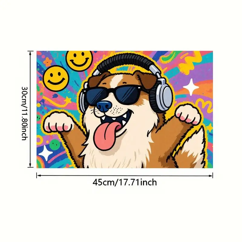 طقم مفرش طاولة مكون من 4 قطع، تصميم قديم ملون، سهل التنظيف، مثالي لديكور المطبخ، فيبي احتفالي، 12 × 18 بوصة. #3