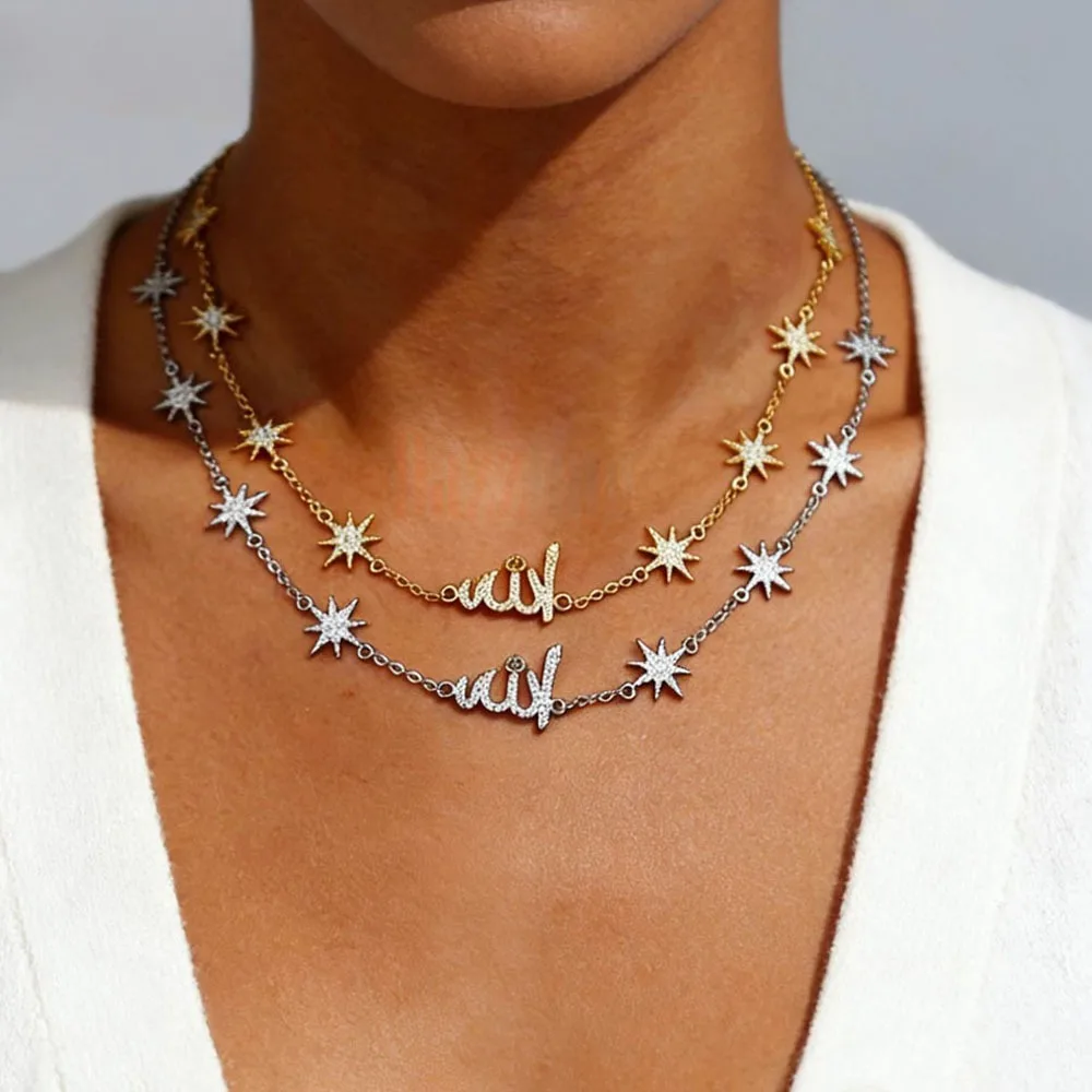 

Women's Zircon-Encrusted Star and letter Necklace - High-end luxury Fashion Suitable for Banquets and Parties.