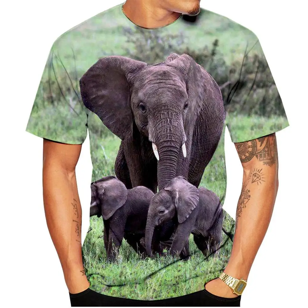 New Summer Funny Animal Elephant 3d Printed T-shirt Men Ladies Kids Casual Short Sleeve Breathable Lightweight Sports Top