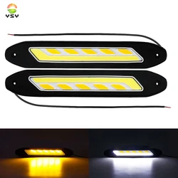 YSY 2Pcs LED Daytime Running Lights COB Fog Lights White Yellow/Amber Flexible Car DRL Turn Signal Light Driving Lamp 12V