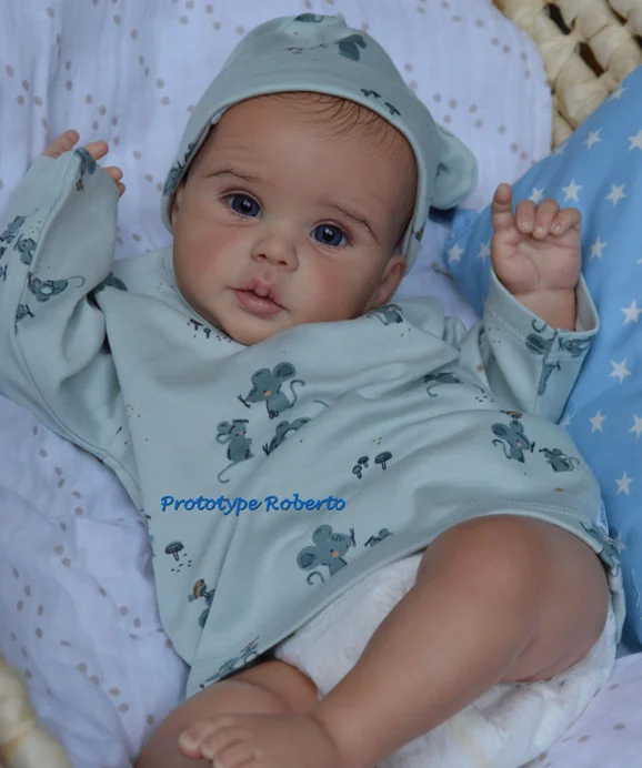 NPK 19''Fresh Color Unfinished Unpaited DIY Parts Handmade Reborn Roberto with Cloth Body Random Eyes Collectible Art Doll