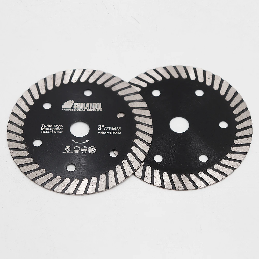 SHDIATOOL 75mm Diamond Cutting Tile Disc Ceramic Turbo Saw Blade 3inch Superthin Porcelain Mini Cutter Disc Bore 10mm Hand Tool