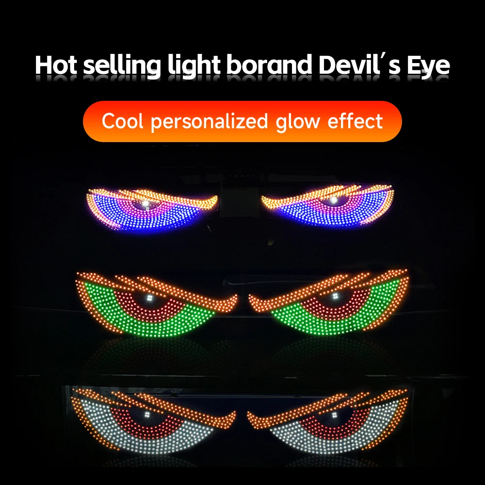 2pcs Car LED Devil's eye personalized creative lights USB power supply interface creative cool luminous effect
