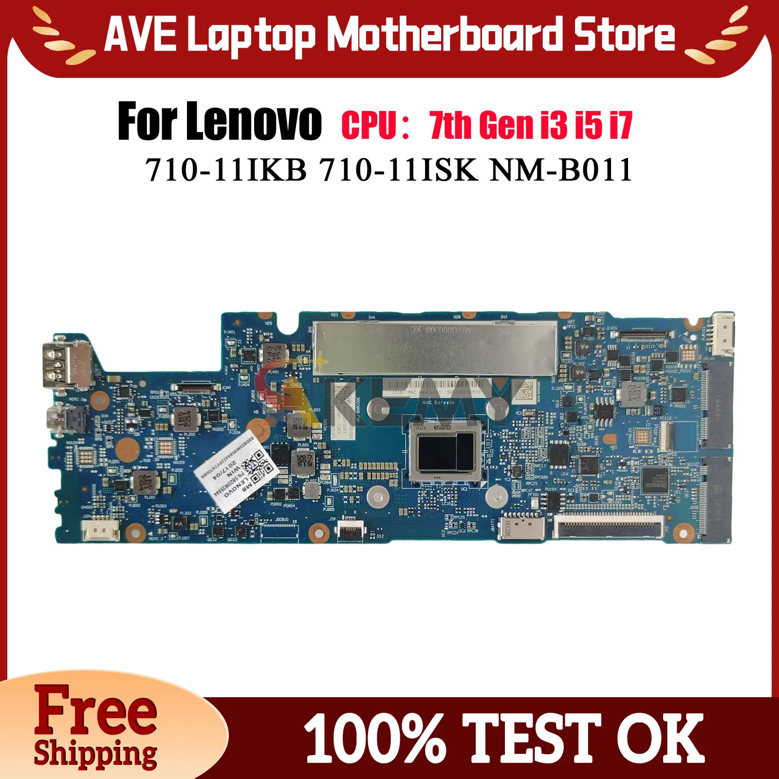

NM-B011 для Lenovo Yoga 710-11IKB, материнская плата для ноутбука с процессором M3-7Y30 I5-7Y54, 4 ГБ ОЗУ, 100% полностью протестирована