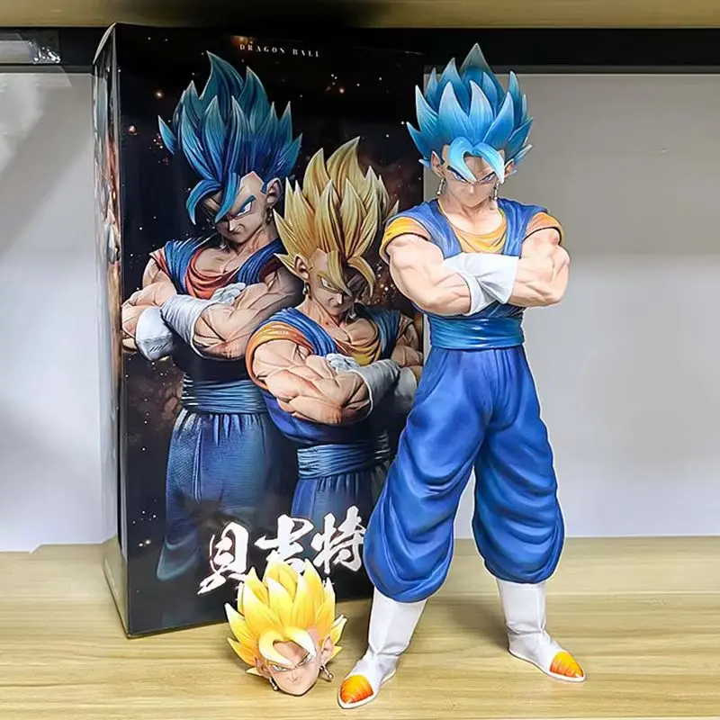 Dragon Ball Z Vegetto Action Figure With Two Heads Anime Dbz Gogeta Figuras 30cm Manga Figurine Gk Statue Model Ornament Toy