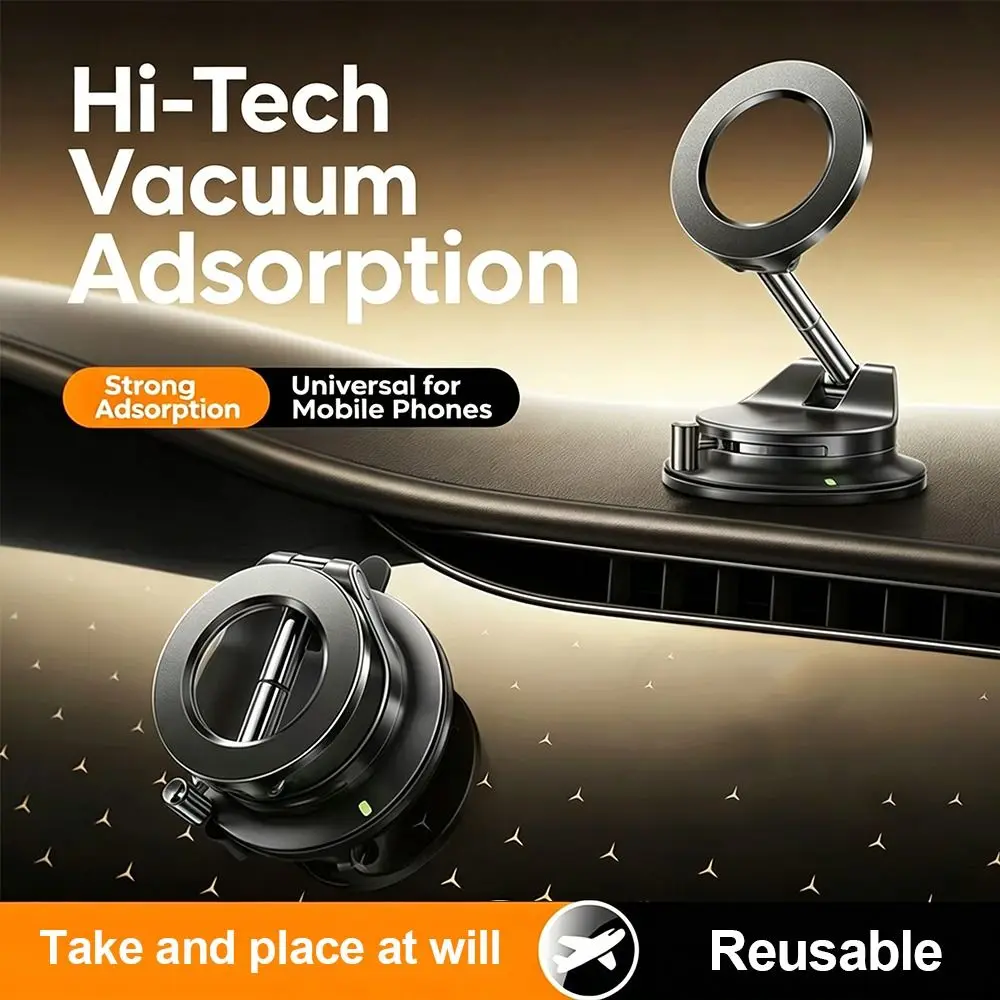 Magnetic Car Phone Holder 360° Rotatable Vacuum Suction Cup Phone Holder Adjustable Wall Mountable Phone Mount