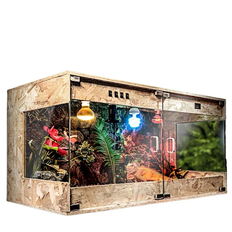 

OSB solid wood box, feeding box reptile turtle guardian lizard snake pet thermal insulation rainforest box glass