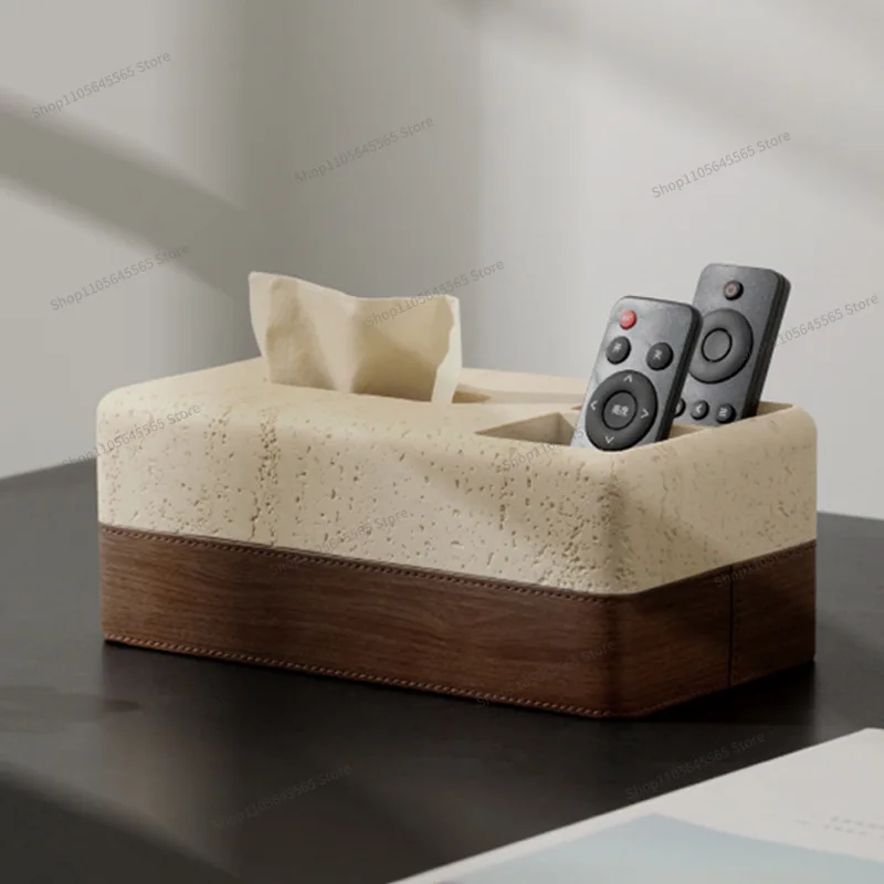 For Resin Walnut Veneer Tissue Box, Living Room Desktop Storage Box