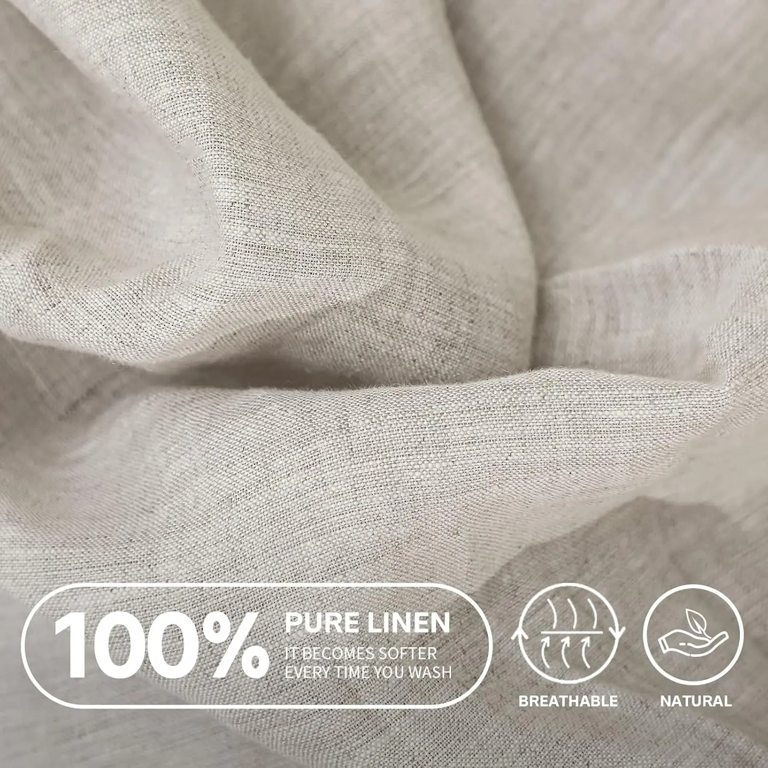 100% Linen Fitted Sheet (1 Piece) Mattress Cover, Natural Stone Washed Flax Fitted Sheet, 14 Inch Deep Pocket Farmhouse Bedding