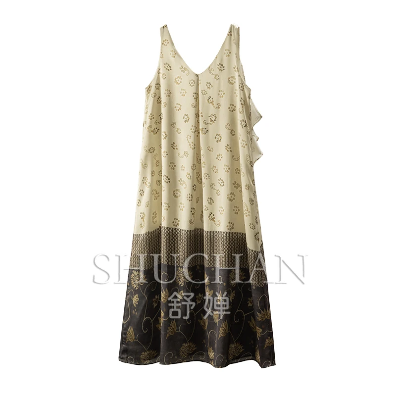 

Printed V-Neck Tank Dress Women 88A7 Vestidos De Mujer Elegantes Para Fiesta 2025 Summer