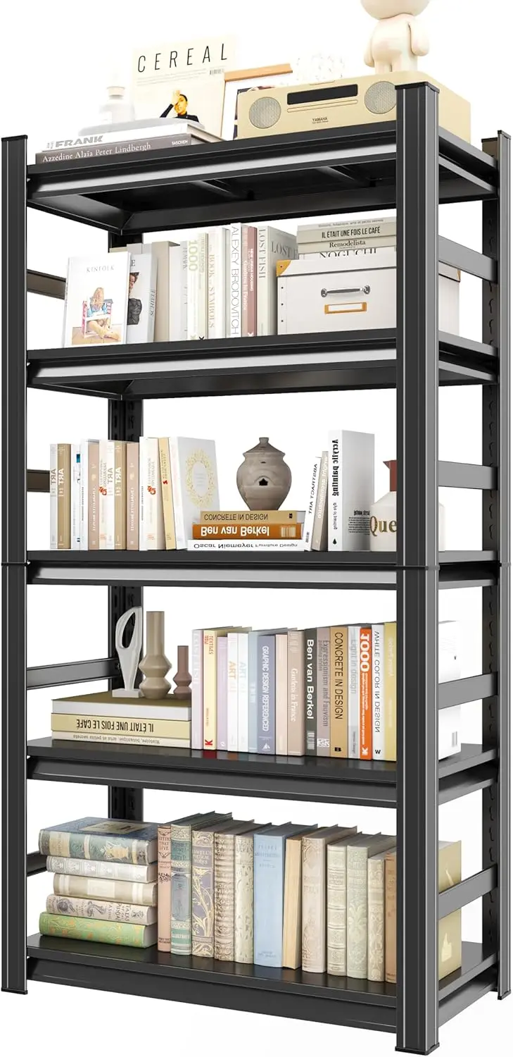 

Book Shelf 5-Tier Heavy Duty Metal Storage, Adjustable Tall Bookshelves Black, for Living Room & Office (87" H * 47.2" W