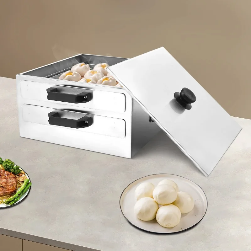 Chinese style Rice noodles roll food steamer open type, stainless steel square layered cooking dish cooker with additional tray