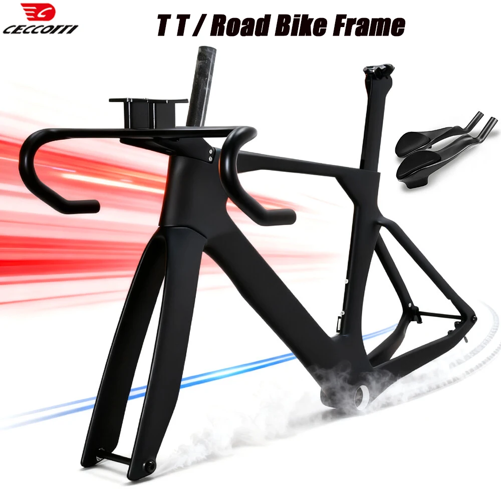 

CECCOTTI RF35 Disc Brake Road Bike Frame Fit Time Trial Racing with Rest Handlebar Bicycle Frame Carbon