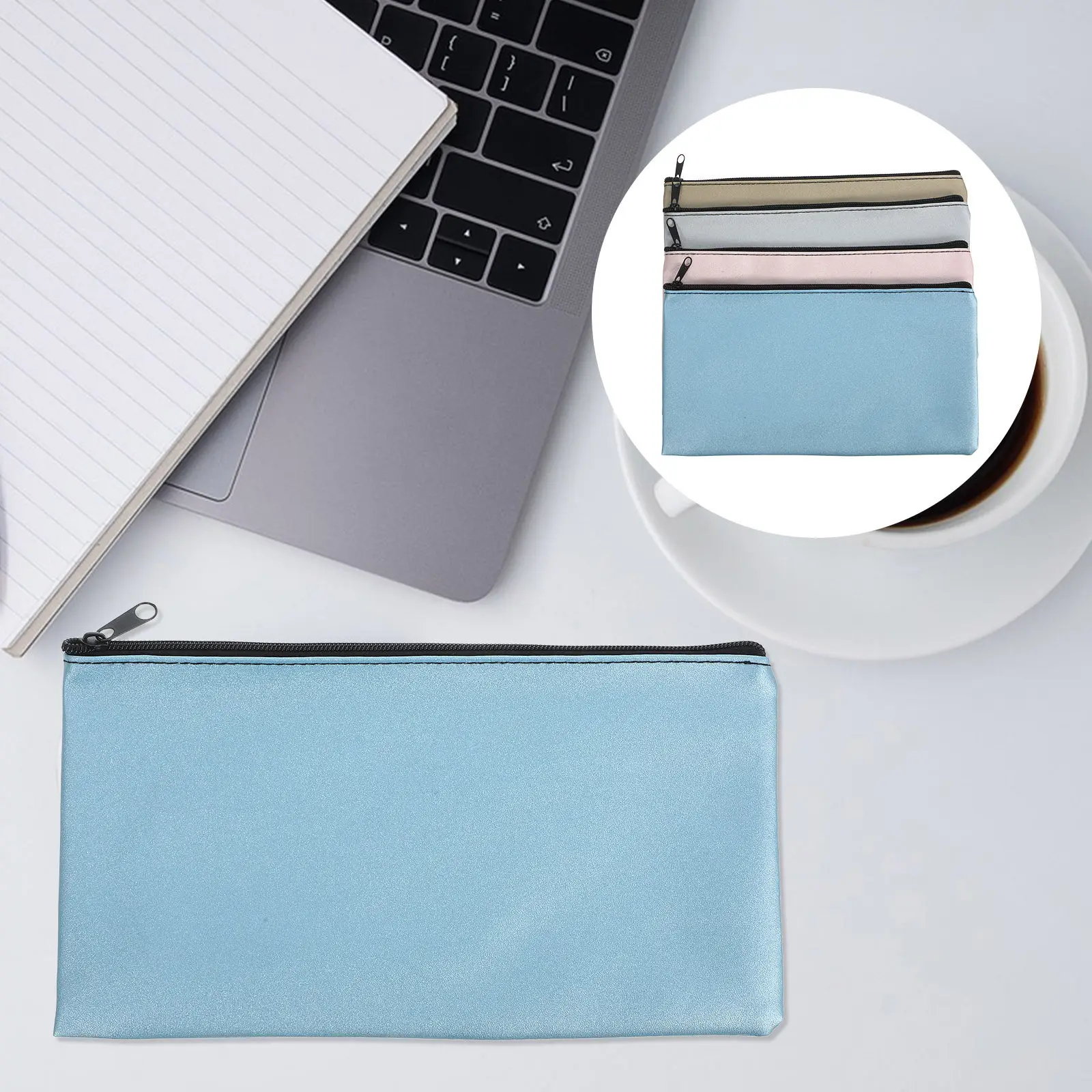 

4pcs Bag Receipt Storage Travel Money Zipper Money Bags Pouches PU Coin Purse Document Folder Organizer