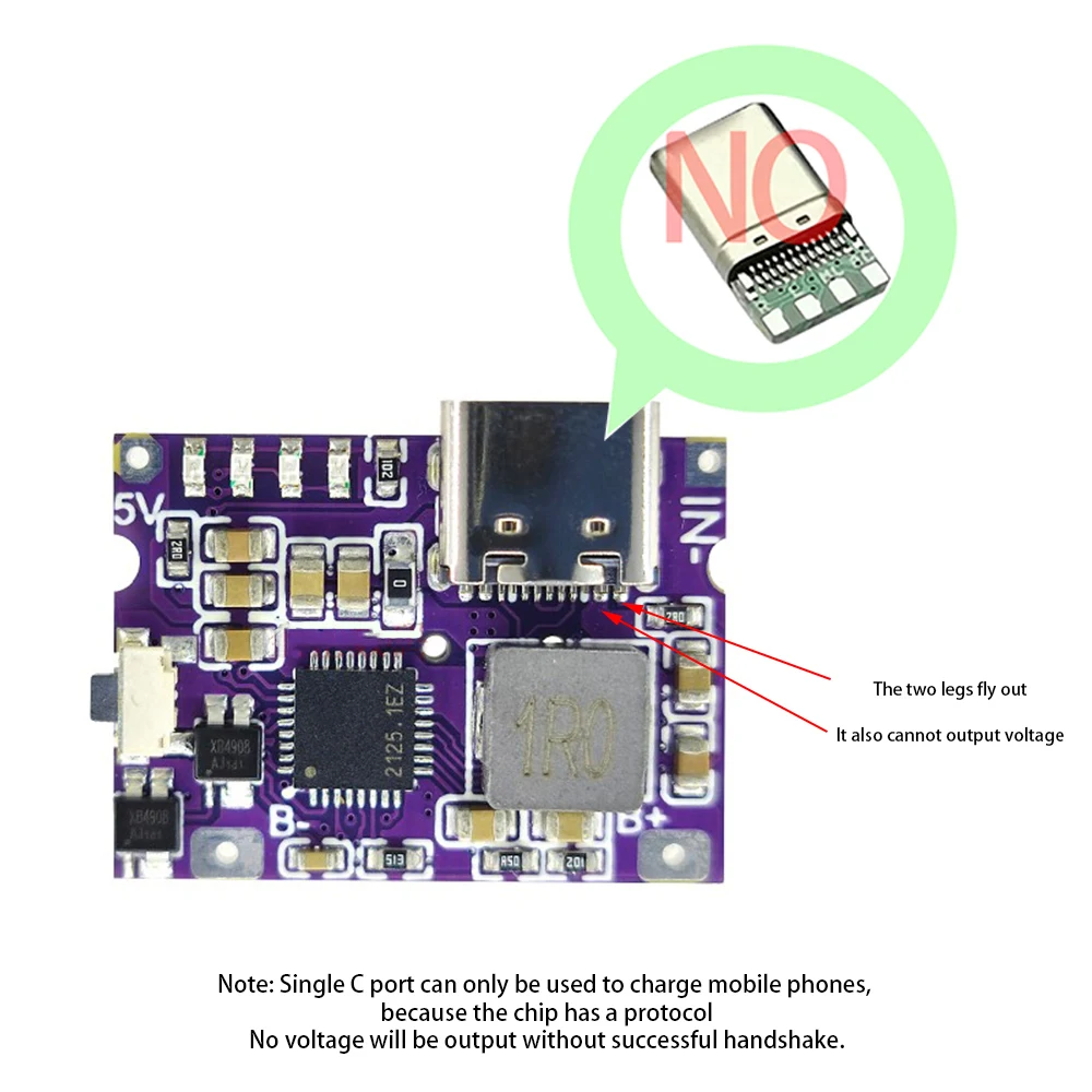 Type-C Micro USB 5V 3.1A Boost Converter Step-Up Power Module With Switch LED Indicator Battery Protection Board for 18650