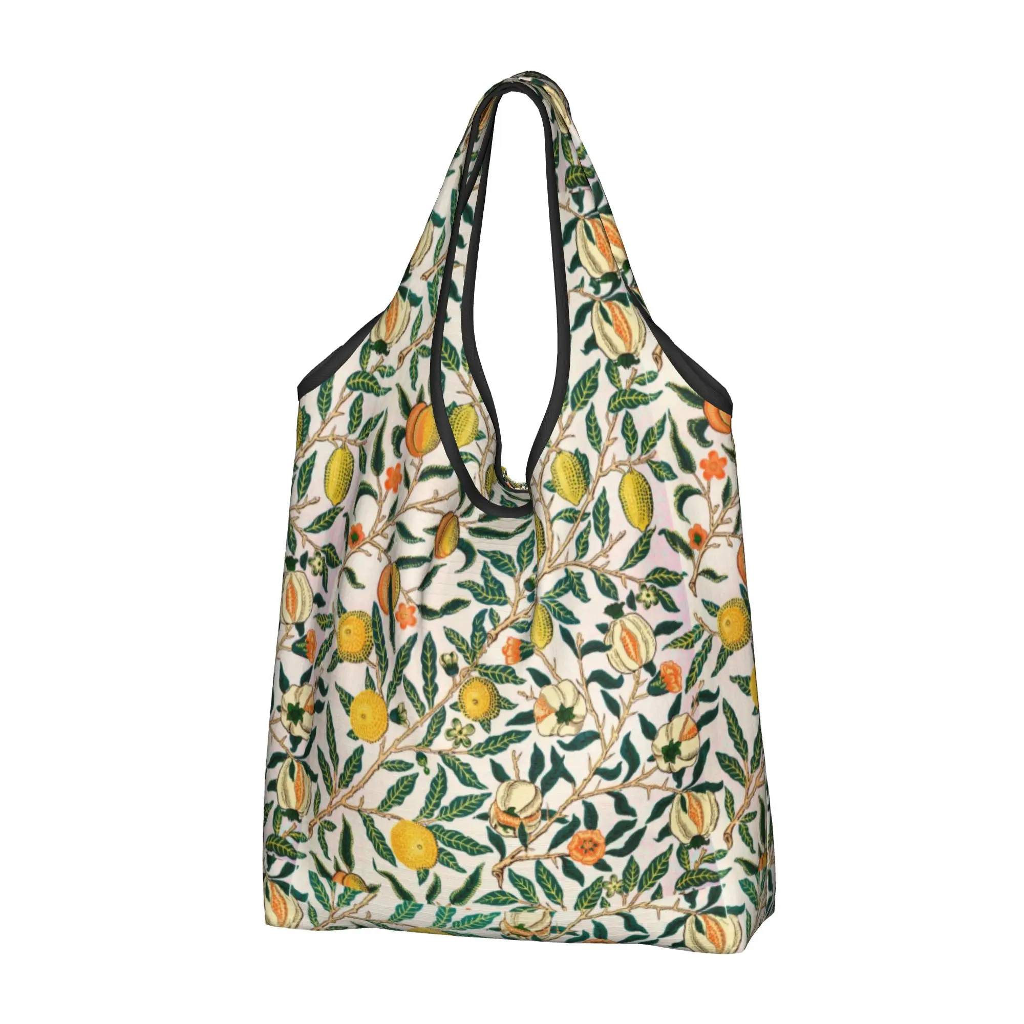 Recycling William Morris Pattern Fruits Shopping Bag Women Tote Bag Portable Textile Pattern Grocery Shopper Bags