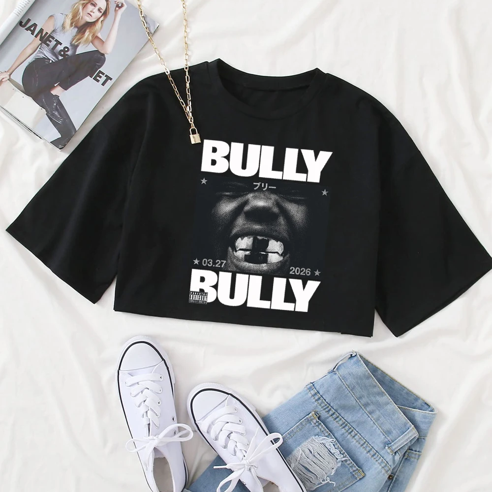 Camiseta Kanye-West YE Bully para mujer, cuello redondo, manga corta, top corto