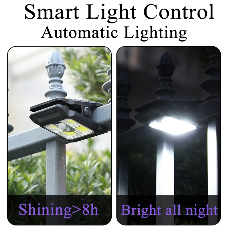 Outdoor Clip On Solar Light 3 Modes Motion Sensor Light Waterproof & Sensing for Camping,Fence,Wall,Courtyard