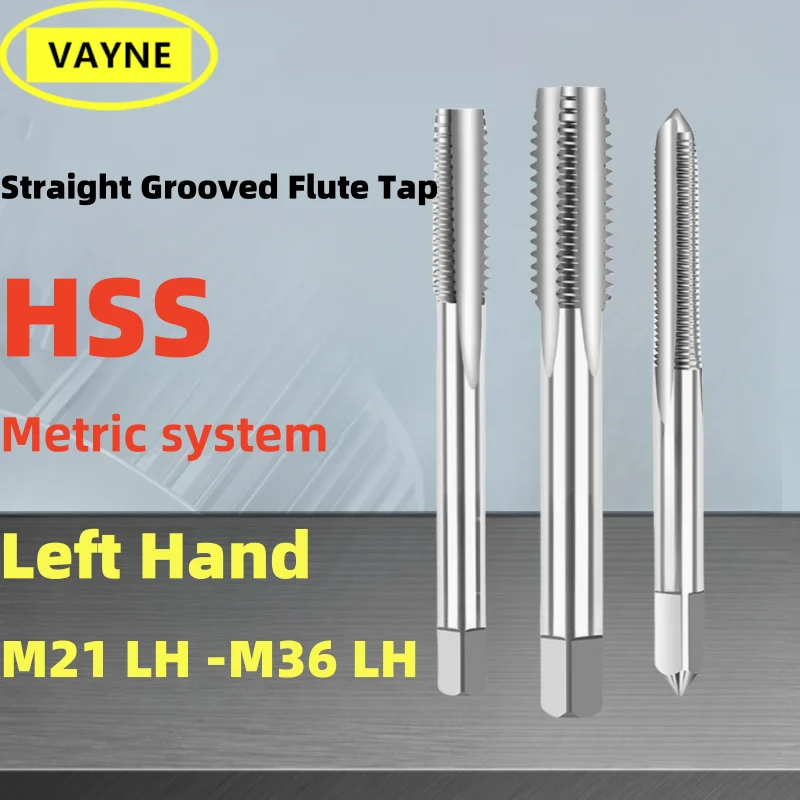 

HSS Metric /Fine Left hand Straight Grooved Flute Tap M21M22M23M24M25M26M27M28M29M30M31M32M33M34M35M36 LH Screw Threading Tap