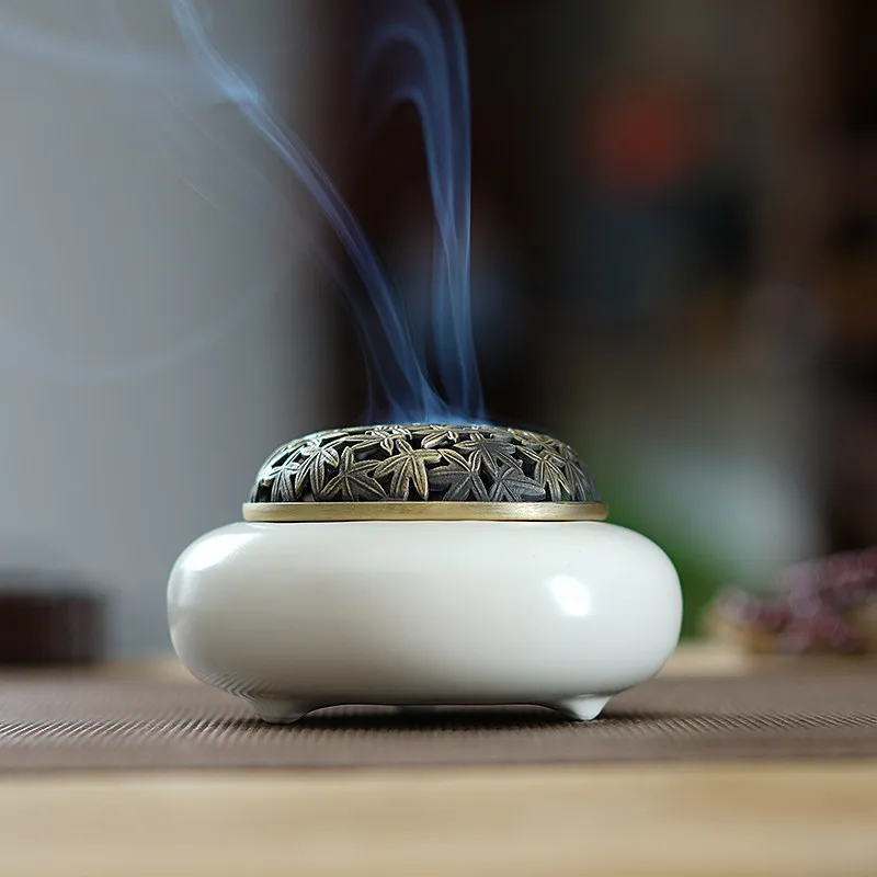 Ceramic Incense Burner Home Indoor Tea Ceremony Ai Grass Home Desktop Decoration Deodorization Minimalist Style